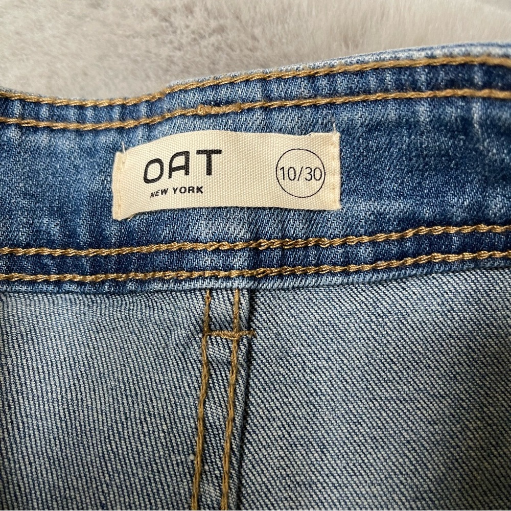 OAT New York High-Rise Cargo Wide Leg Jeans Utility Denim 10/30 Blue Casual - Picture 7 of 12